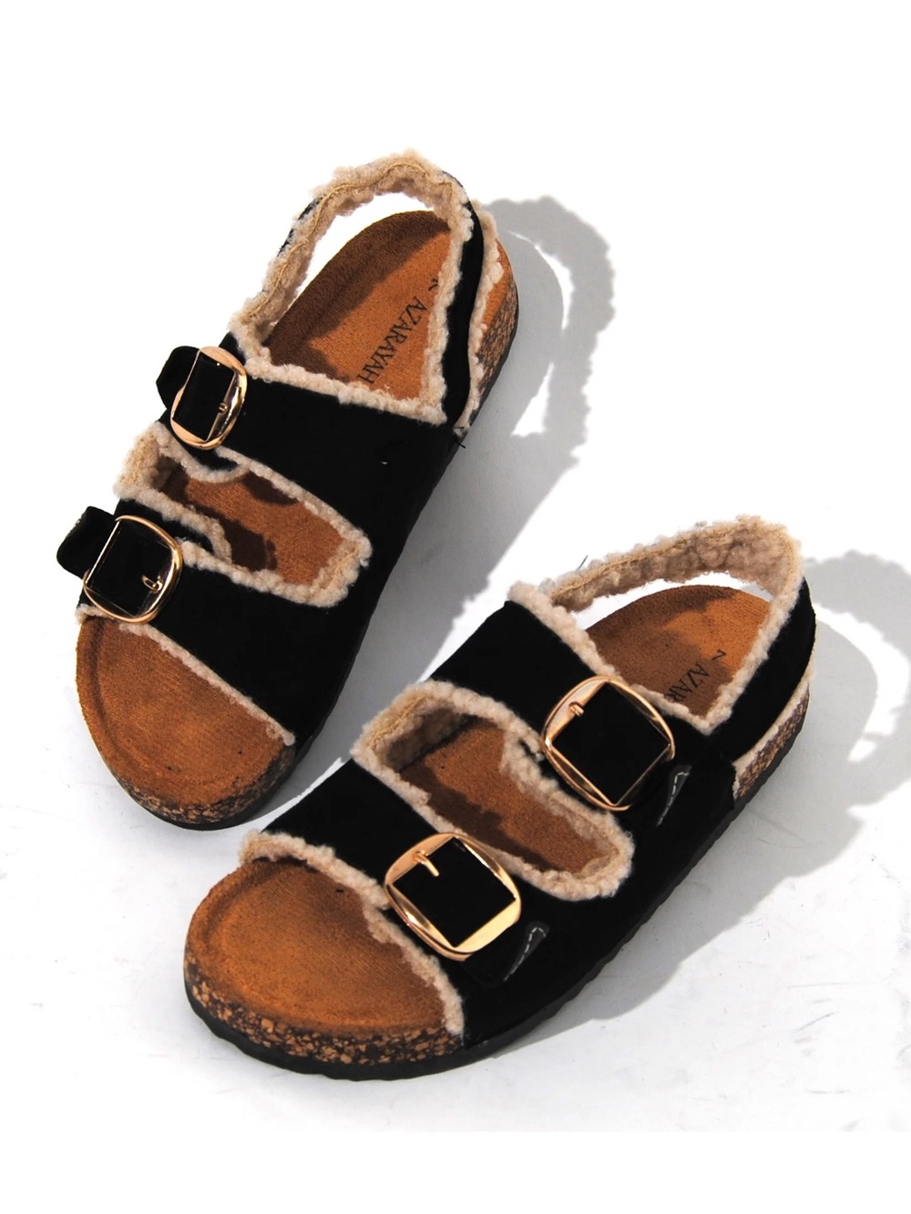 Teddy Buckle Sherpa  Slides